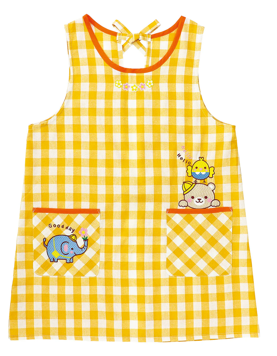 Animal gum check apron yellow