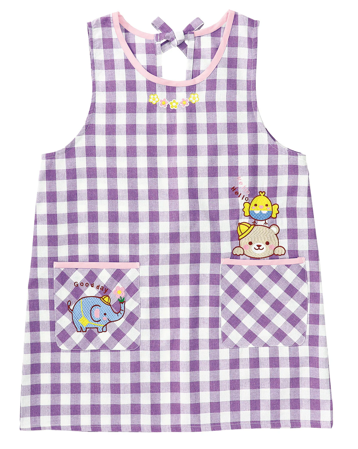 Animal Gingam Check Epron Purple