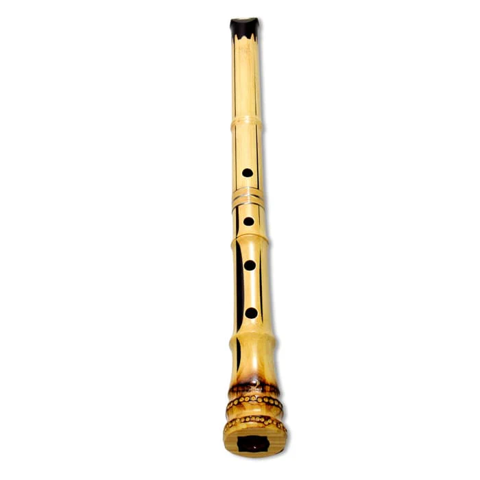 Red Sandalwood Bamboo Shakuhachi (w/ Node) (Curved End) (Tozan) (0160)