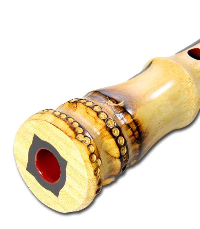 Red Sandalwood Bamboo Shakuhachi (w/ Node) (Curved End) (Tozan) (0160) - Image 2